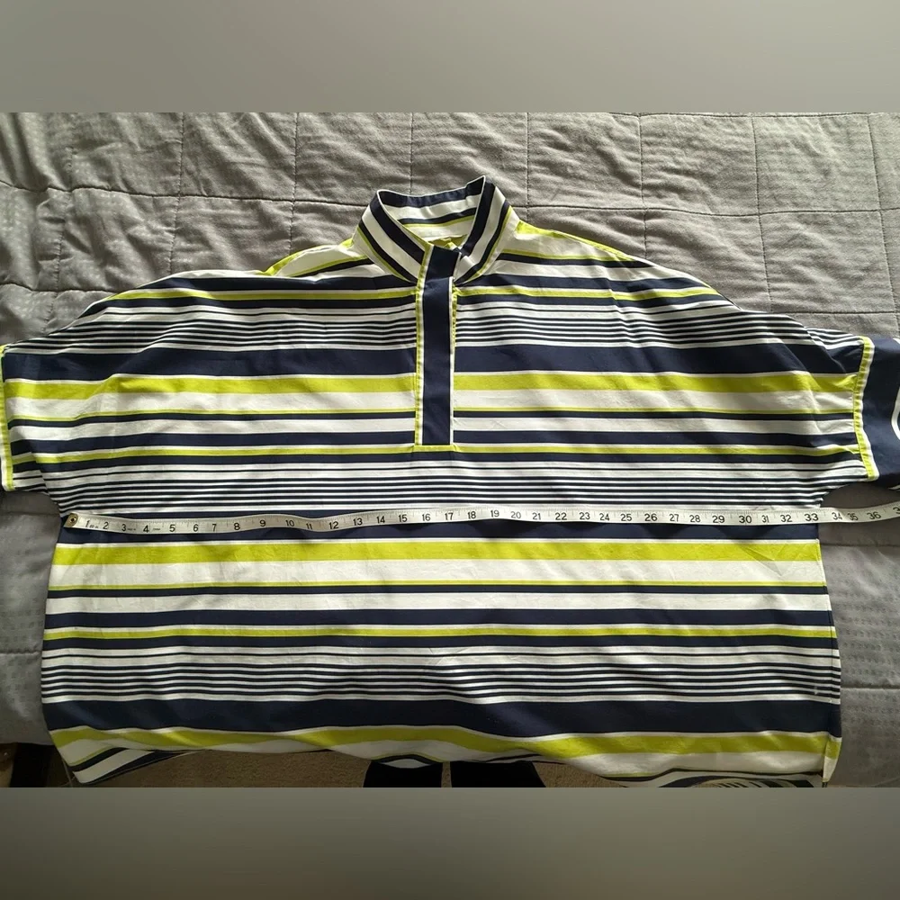 CARLA ROCKMORE navy/green/white cotton oversized blouse - Picture 7 of 9